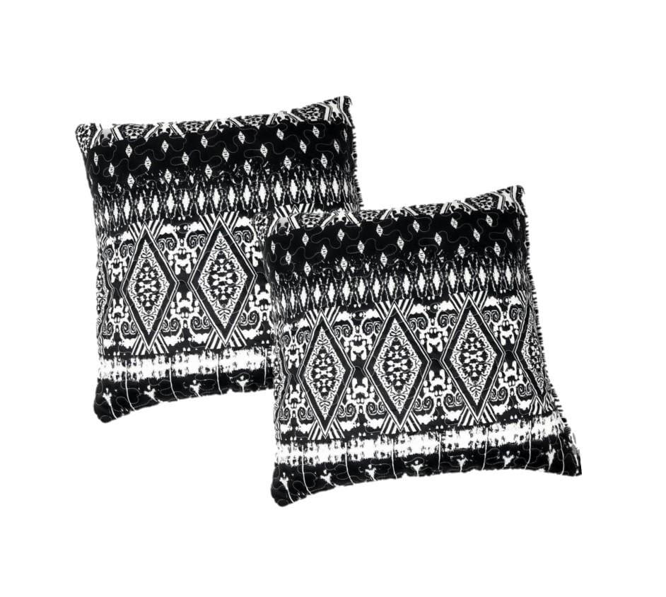 DaDa Bedding Aztec Black & White Diamonds Throw Pillow Covers - 18" x 18" 2-Pack (C14800-1-CC) DaDalogy Bedding Collection