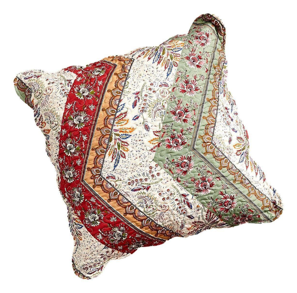 DaDa Bedding Bohemian Cranberry Sage Chevron Floral Euro Pillow Sham Cover, 26" x 26" (JHW924) DaDalogy Bedding Collection