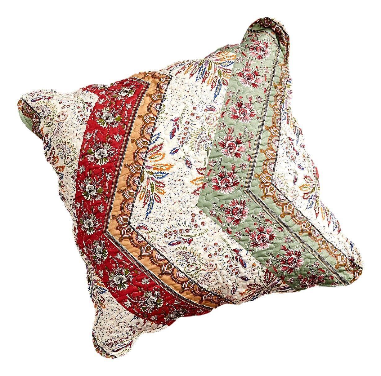DaDa Bedding Bohemian Cranberry Sage Chevron Floral Euro Pillow Sham Cover, 26" x 26" (JHW924) DaDalogy Bedding Collection