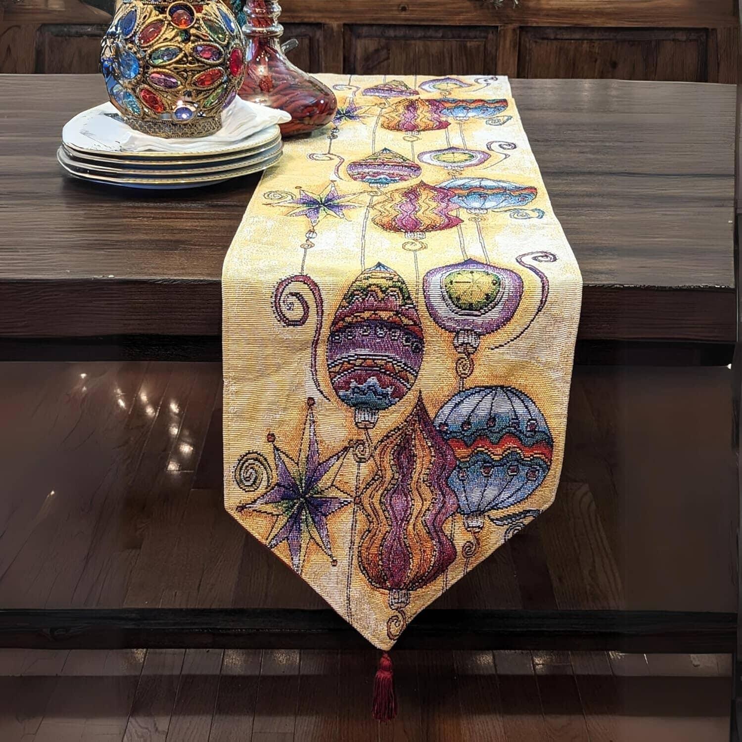 DaDa Bedding Bohemian Ornaments Colorful Holiday Lanterns Tapestry Dining Table Runner (14916) DaDalogy Bedding Collection