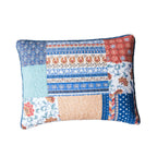 DaDa Bedding Bohemian Vibes Mediterranean Blue Patchwork Floral Pillow Sham (JHW878) DaDalogy Bedding Collection