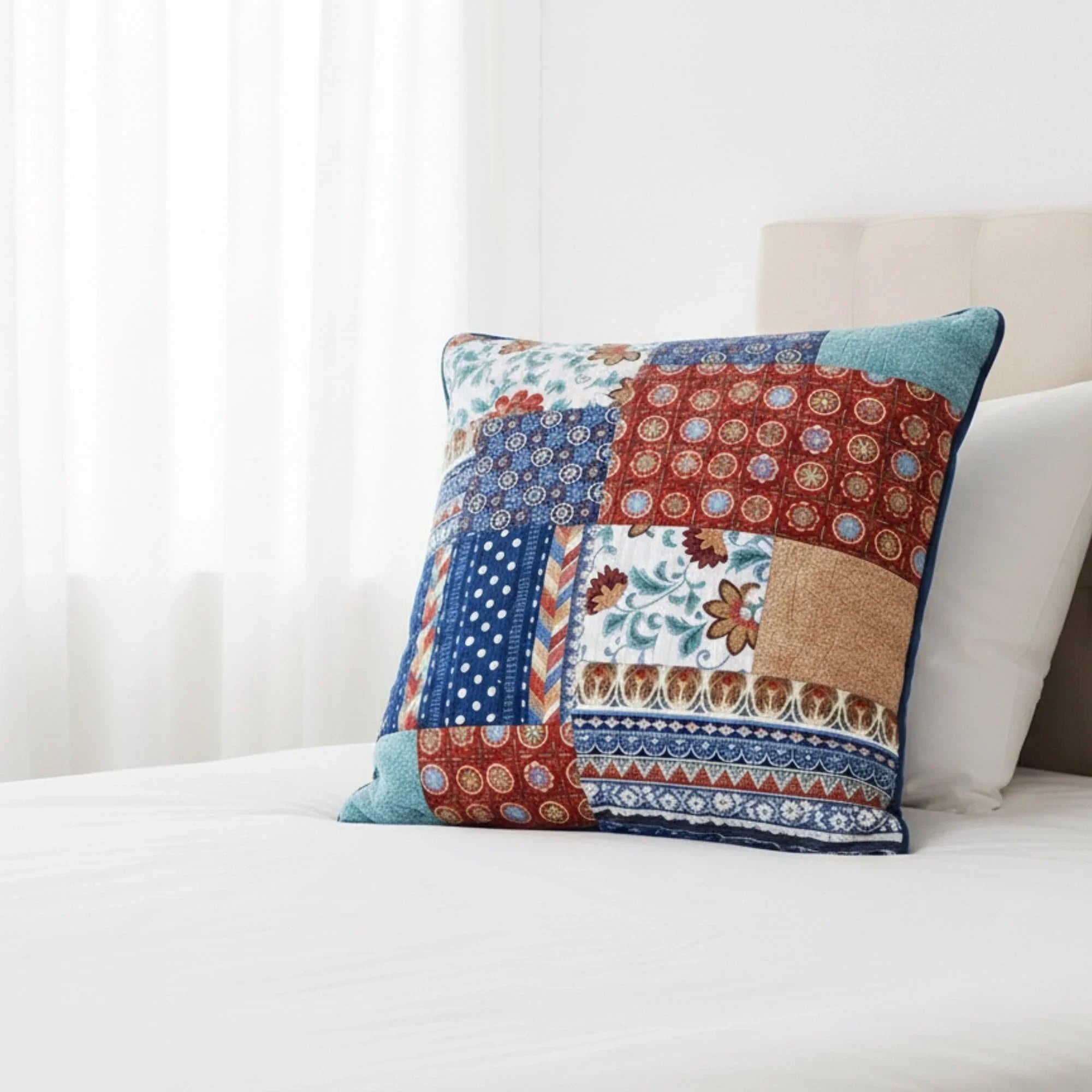 DaDa Bedding Bohemian Vibes Patchwork Floral Euro Pillow Sham Cover, 26" x 26" (JHW878) DaDalogy Bedding Collection