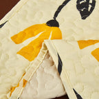 DaDa Bedding Botanical Floral Dining Table Placemats - Set of 4-Pieces Quilted Ivory with Yellow Fleur Golden Orange Spring Time Tulips - 13 x 19