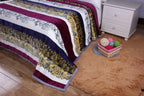 DaDa Bedding Botanical Floral Striped Carnations Mink Flannel Fleece Throw Blanket (XY9829) DaDalogy Bedding Collection