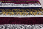 DaDa Bedding Botanical Floral Striped Carnations Mink Flannel Fleece Throw Blanket (XY9829) DaDalogy Bedding Collection
