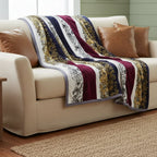 DaDa Bedding Botanical Floral Striped Carnations Mink Flannel Fleece Throw Blanket (XY9829) DaDalogy Bedding Collection