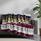 DaDa Bedding Botanical Floral Striped Carnations Mink Flannel Fleece Throw Blanket (XY9829) DaDalogy Bedding Collection