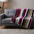 DaDa Bedding Botanical Floral Striped Carnations Mink Flannel Fleece Throw Blanket (XY9829) DaDalogy Bedding Collection
