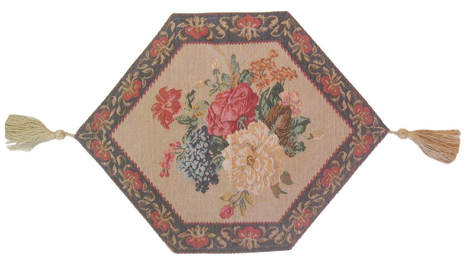 DaDa Bedding Breath of Spring Colorful Floral Beige Brown Tapestry Dining Table Runner (3089) DaDalogy Bedding Collection