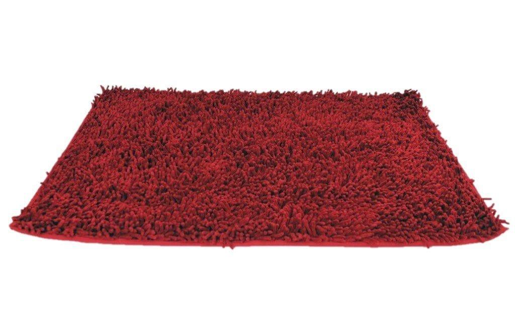 DaDa Bedding Burgundy Red Shaggy Soft Chenille Noodle Carpet Rug Bath Mat DaDalogy Bedding Collection