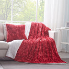 DaDa Bedding Candy Apple Red Vibrant Luxury Faux Fur Euro Throw Pillow Cover (Red-19) DaDalogy Bedding Collection