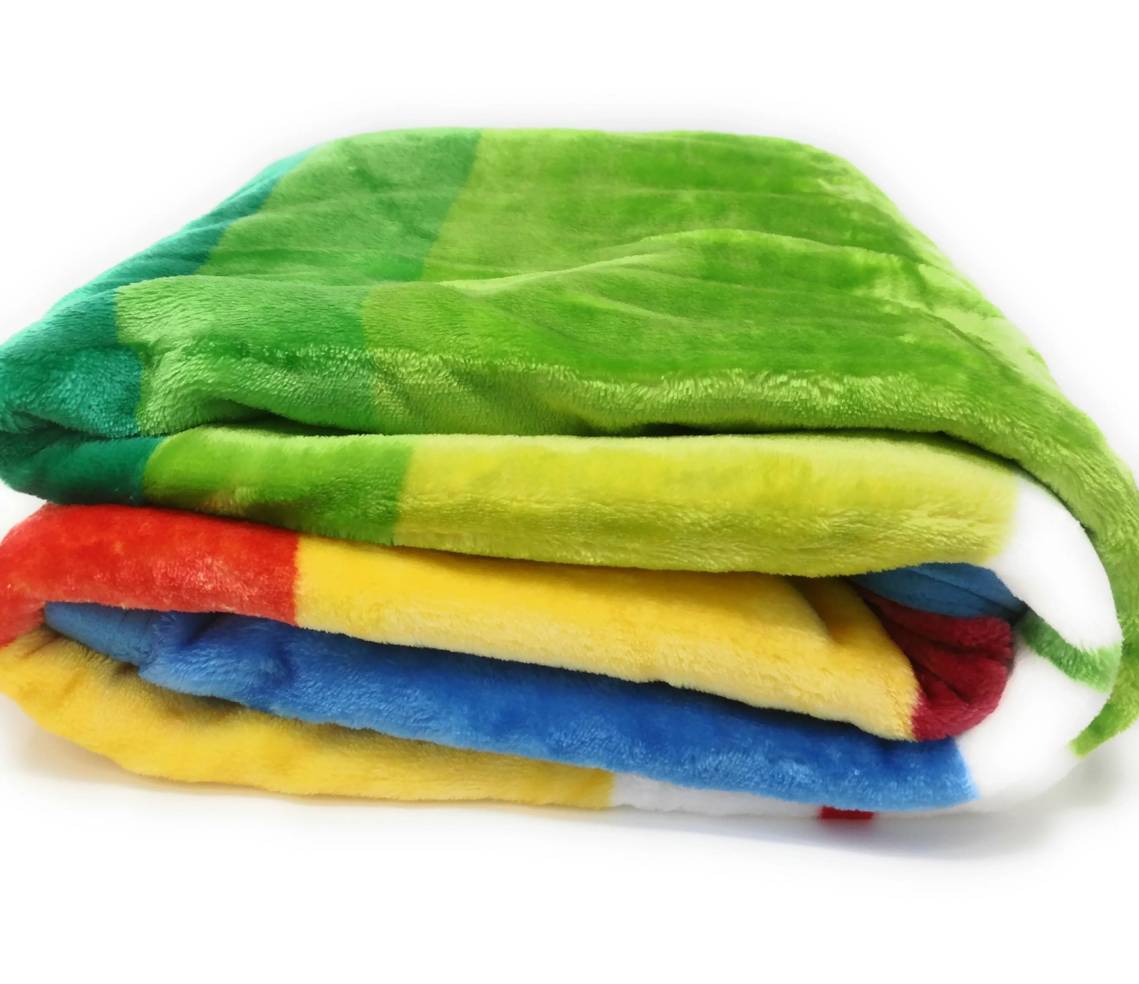 DaDa Bedding Colorful Striped Rainbow Reversible Plush Luxe Flannel Fleece Throw Blanket (XY9867) DaDalogy Bedding Collection