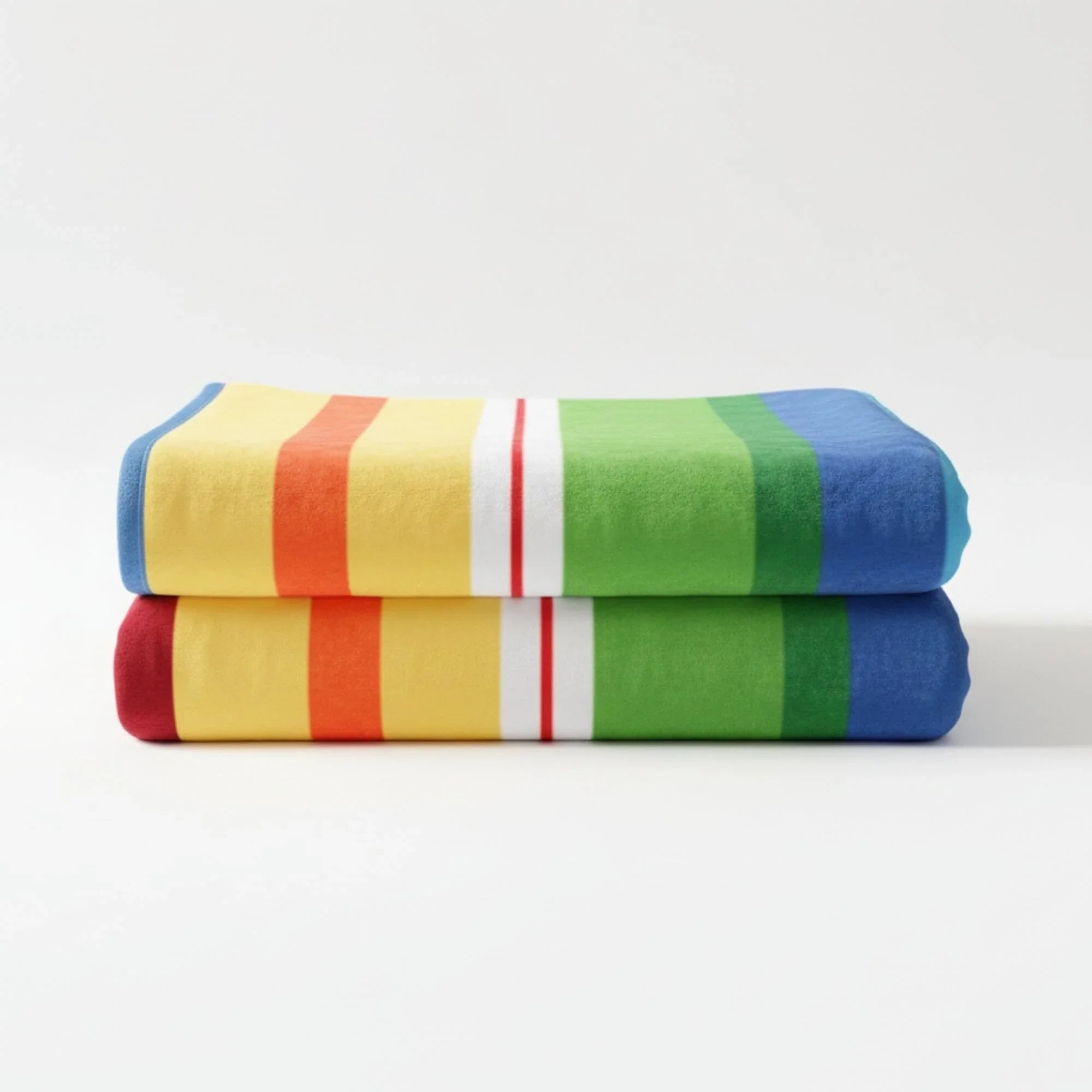 DaDa Bedding Colorful Striped Rainbow Reversible Plush Luxe Flannel Fleece Throw Blanket (XY9867) DaDalogy Bedding Collection