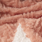 DaDa Bedding Coral Peach Rose Faux Fur Throw Blanket - Dreamy Geometric Embossed Sherpa Backside - Super Soft Warm Cozy Plush Fluffy DaDalogy Bedding Collection