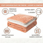 DaDa Bedding Coral Peach Rose Faux Fur Sherpa Throw Blanket