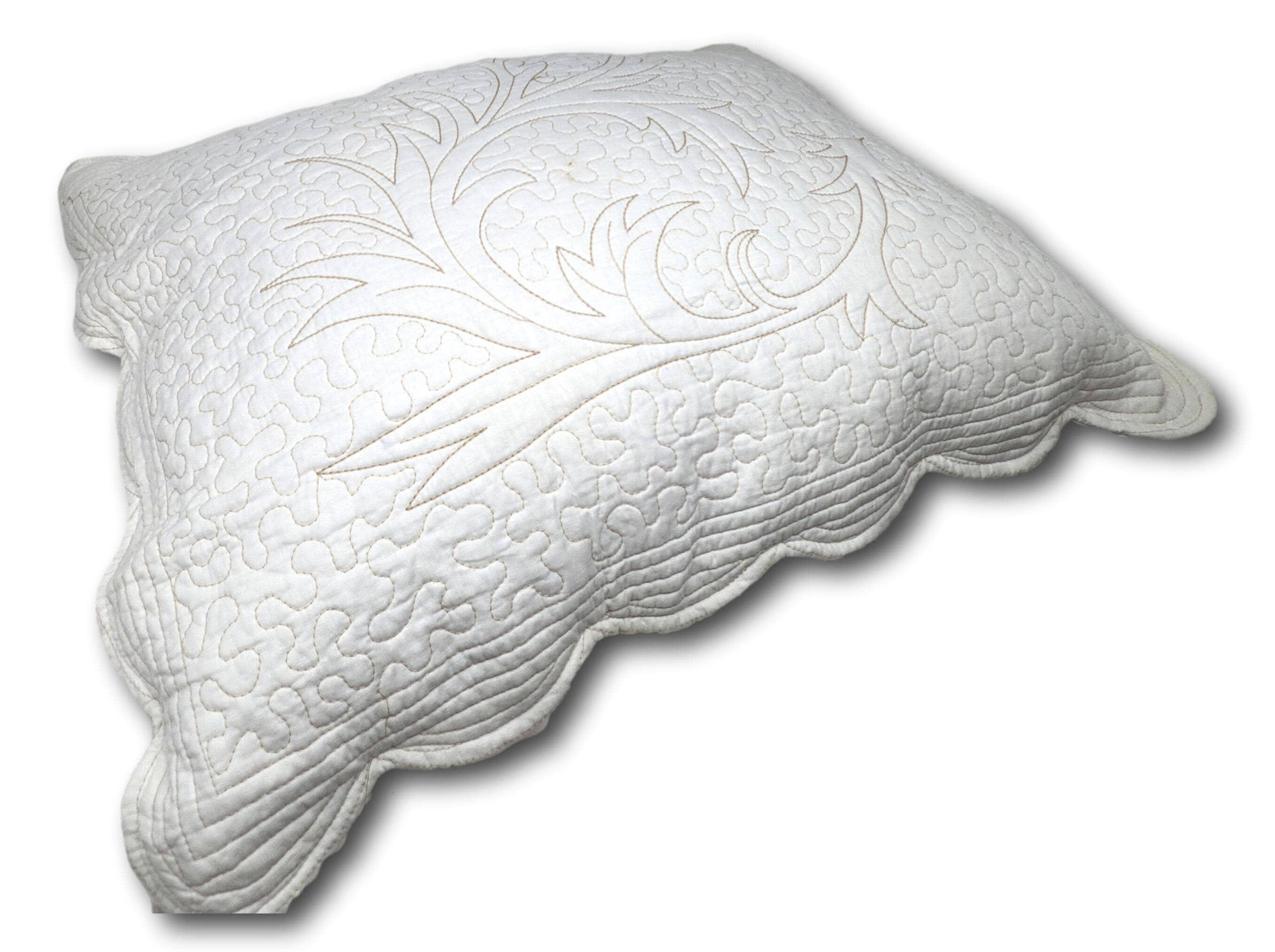 DaDa Bedding Elegant Cottage Ivory White Floral Matelassé Cotton Pillow Sham - Queen Size 20" x 30" (DXJ101796) DaDalogy Bedding Collection