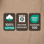 DaDa Bedding Elegant Fringed Cotton Quilted Throw Blanket - Luxurious Solid Soft Paisley Pattern, Cozy Lightweight Lap Throw, Perfect for Couch or Bed, Neutral Sandy Taupe Tan Beige, 50x60 Inches DaDalogy Bedding Collection