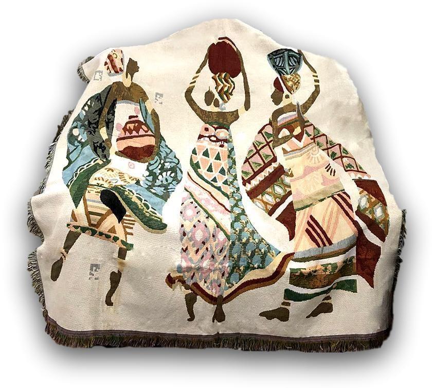 DaDa Bedding Elegant Tapestry Throw Blanket, Dancing Women African Dreams - 50” x 60” (7173) DaDalogy Bedding Collection