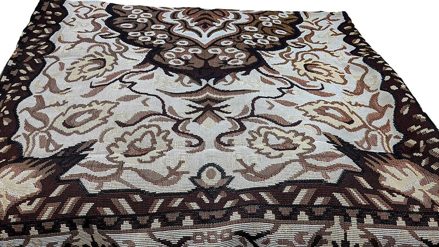DaDa Bedding Elegant Tapestry Throw Blanket, Golden Persian Style Rug Ornate Floral - 50” x 60” (7175) DaDalogy Bedding Collection