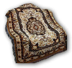 DaDa Bedding Elegant Tapestry Throw Blanket, Golden Persian Style Rug Ornate Floral - 50” x 60” (7175) DaDalogy Bedding Collection