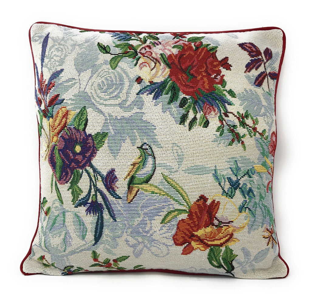 DaDa Bedding Elegant Tropical Paradise Birds Floral Tapestry Throw Pillow Covers 16" (18116) DaDalogy Bedding Collection