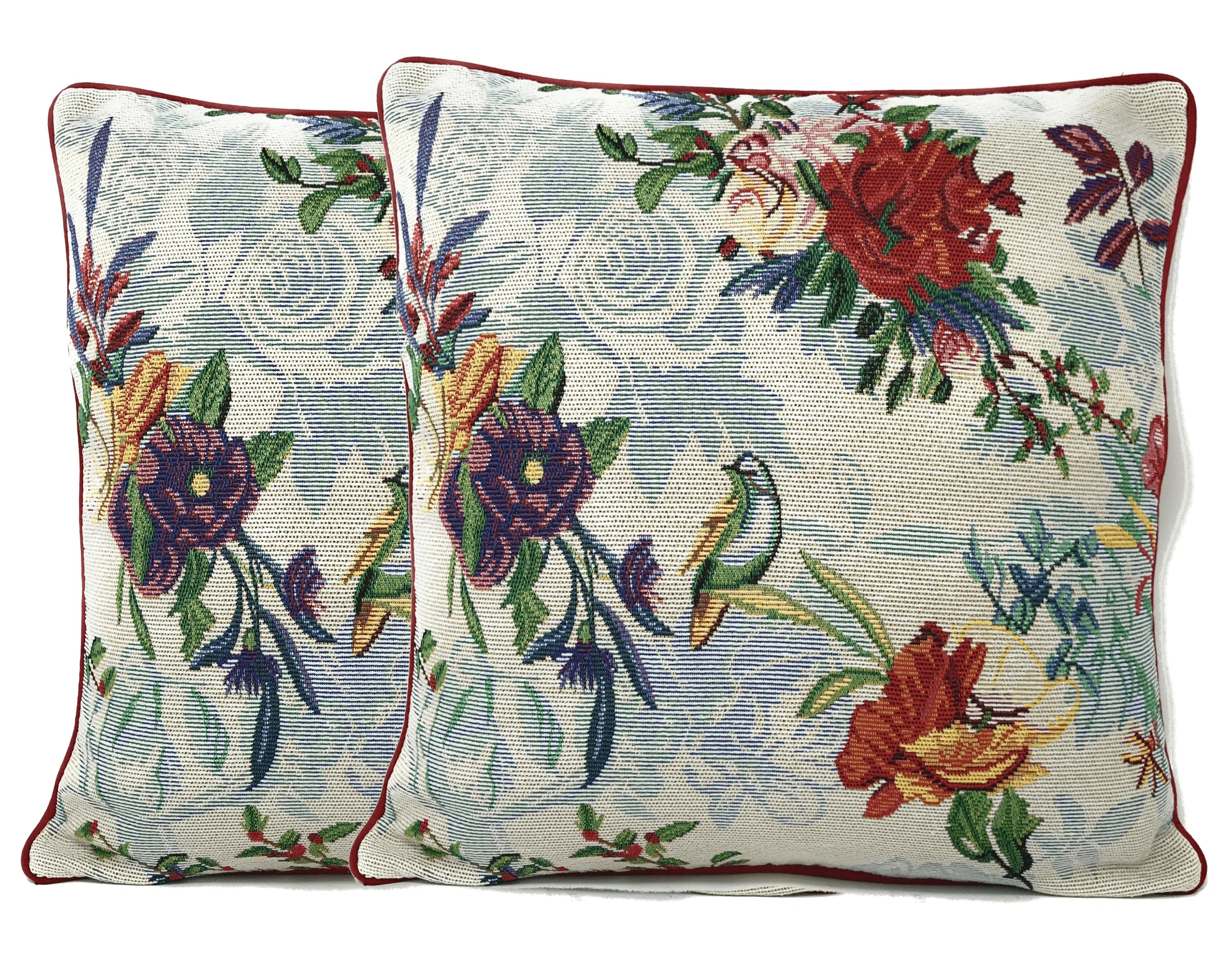 DaDa Bedding Elegant Tropical Paradise Birds Floral Tapestry Throw Pillow Covers 16" (18116) DaDalogy Bedding Collection