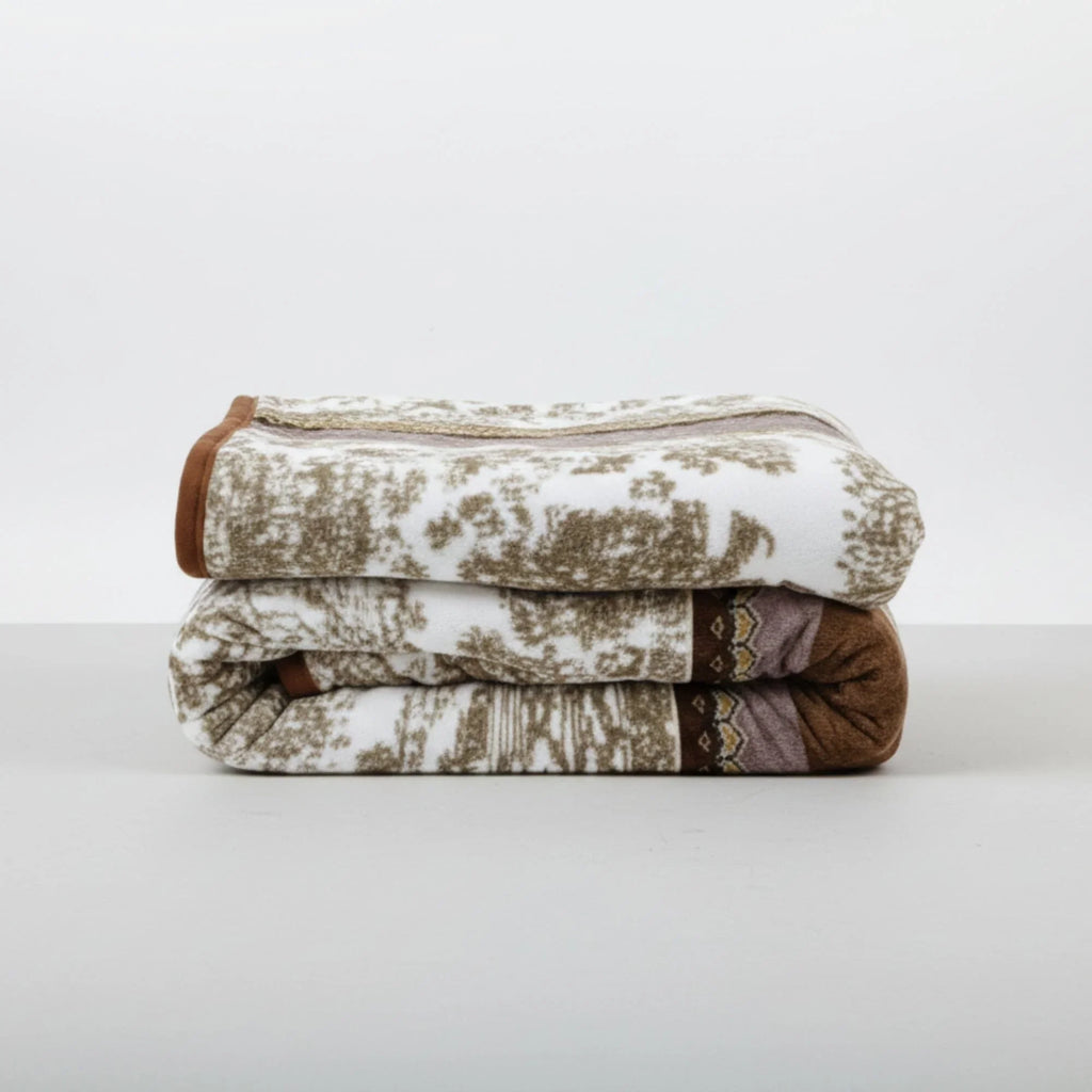 DaDa Bedding Elegant Twilight Lavender Brown Floral Flannel Mink Fleece Throw Blanket (XY9879) DaDalogy Bedding Collection