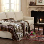 DaDa Bedding Elegant Twilight Lavender Brown Floral Flannel Mink Fleece Throw Blanket (XY9879) DaDalogy Bedding Collection