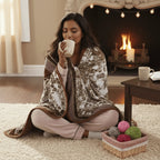 DaDa Bedding Elegant Twilight Lavender Brown Floral Flannel Mink Fleece Throw Blanket (XY9879) DaDalogy Bedding Collection