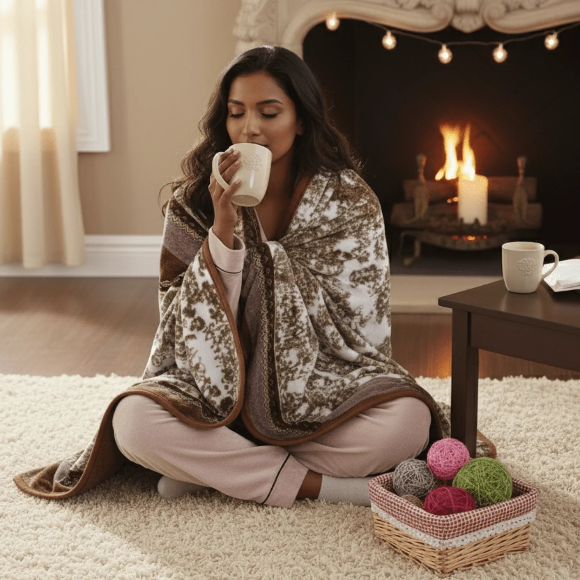DaDa Bedding Elegant Twilight Lavender Brown Floral Flannel Mink Fleece Throw Blanket (XY9879) DaDalogy Bedding Collection