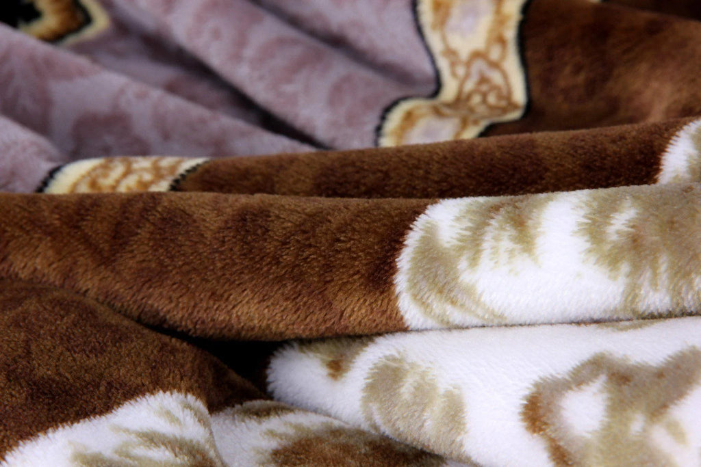 DaDa Bedding Elegant Twilight Lavender Brown Floral Flannel Mink Fleece Throw Blanket (XY9879) DaDalogy Bedding Collection