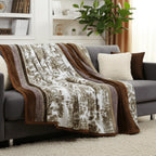 DaDa Bedding Elegant Twilight Lavender Brown Floral Flannel Mink Fleece Throw Blanket (XY9879) DaDalogy Bedding Collection