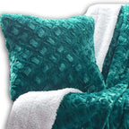 DaDa Bedding Emerald Green Blue Faux Fur Pillow Cover
