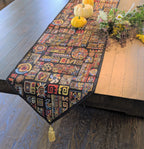 DaDa Bedding Ethnic Ornaments Geometric Black Elegant Woven Tapestry Dining Table Runner (18118) DaDalogy Bedding Collection