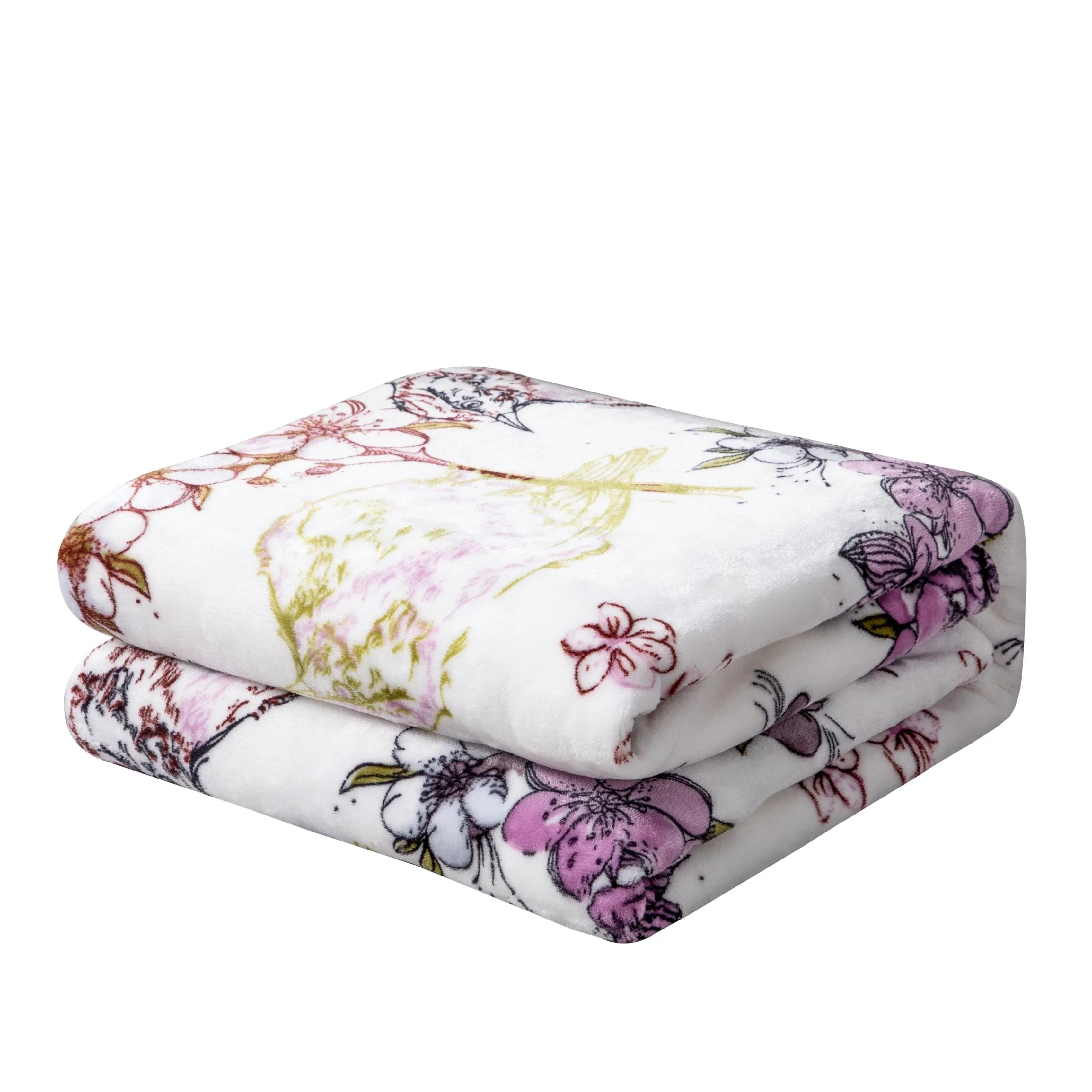 DaDa Bedding Floral Blossoms Spring Cottage Birds Soft Fleece Throw Blanket (XY1010) DaDalogy Bedding Collection