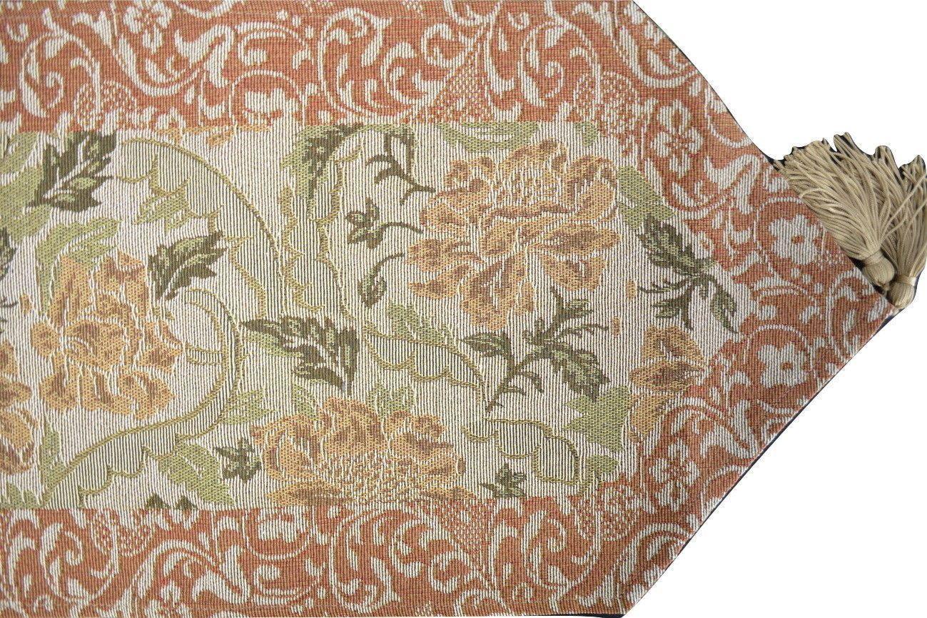 DaDa Bedding Floral Nature Garden Beige Orange Spices Tapestry Table Runner (10072) DaDalogy Bedding Collection