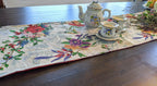 DaDa Bedding Floral Roses Tropical Paradise Birds Woven Tapestry Dining Table Runner (18116) DaDalogy Bedding Collection