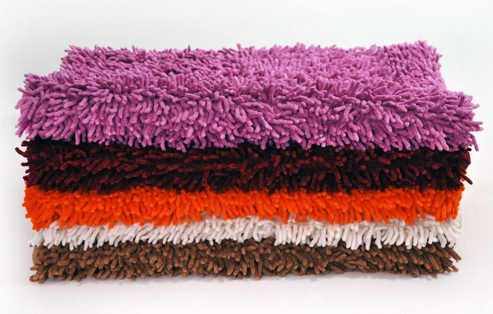 DaDa Bedding Fuchsia Magenta Pink Shaggy Soft Chenille Noodle Carpet Rug Bath Mat DaDalogy Bedding Collection