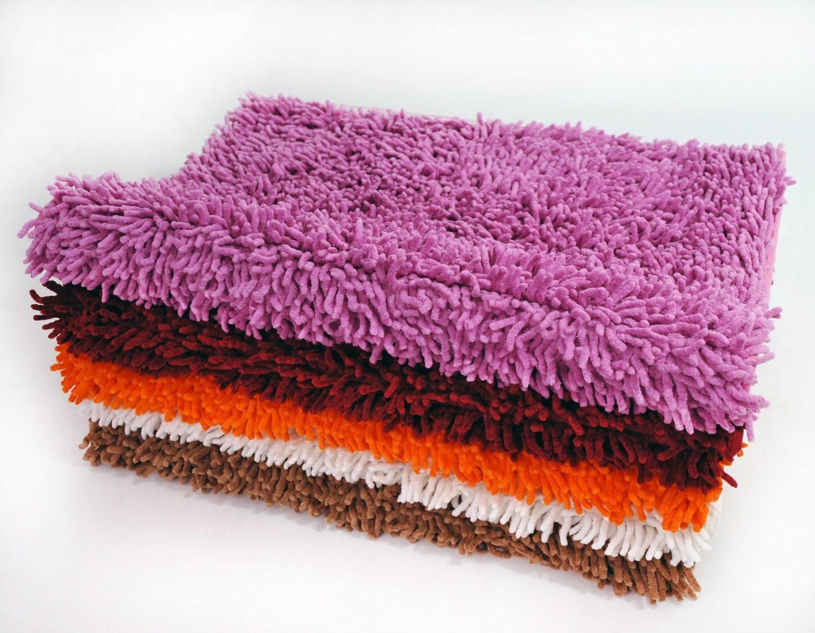 DaDa Bedding Fuchsia Magenta Pink Shaggy Soft Chenille Noodle Carpet Rug Bath Mat DaDalogy Bedding Collection