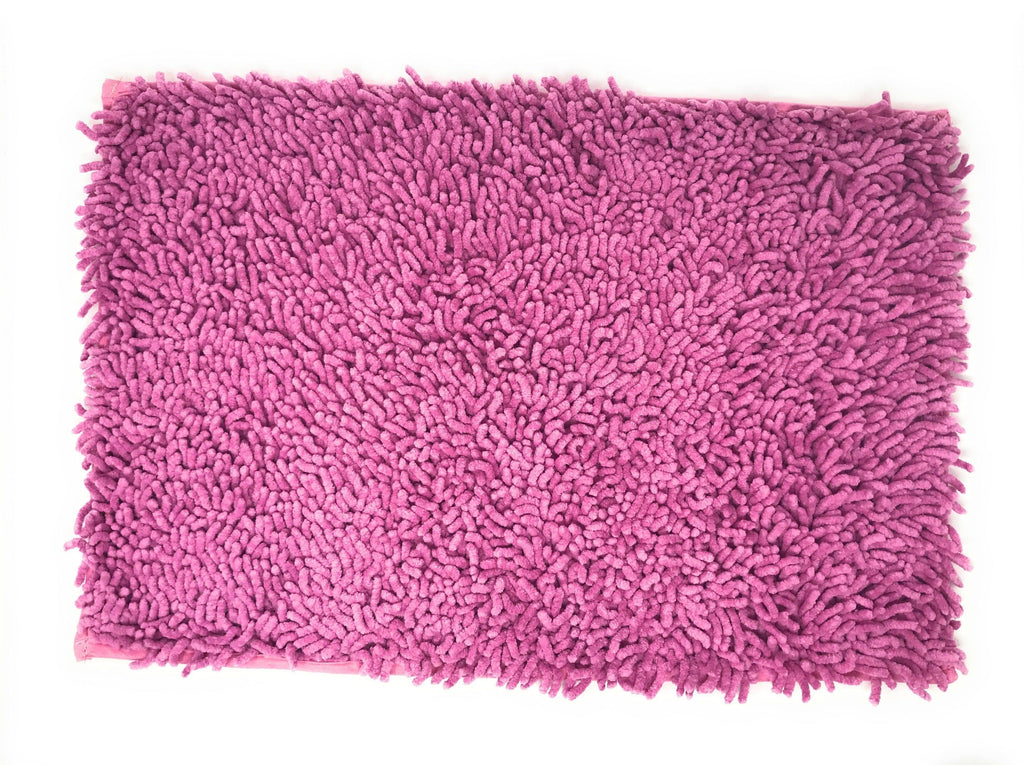 DaDa Bedding Fuchsia Magenta Pink Shaggy Soft Chenille Noodle Carpet Rug Bath Mat DaDalogy Bedding Collection