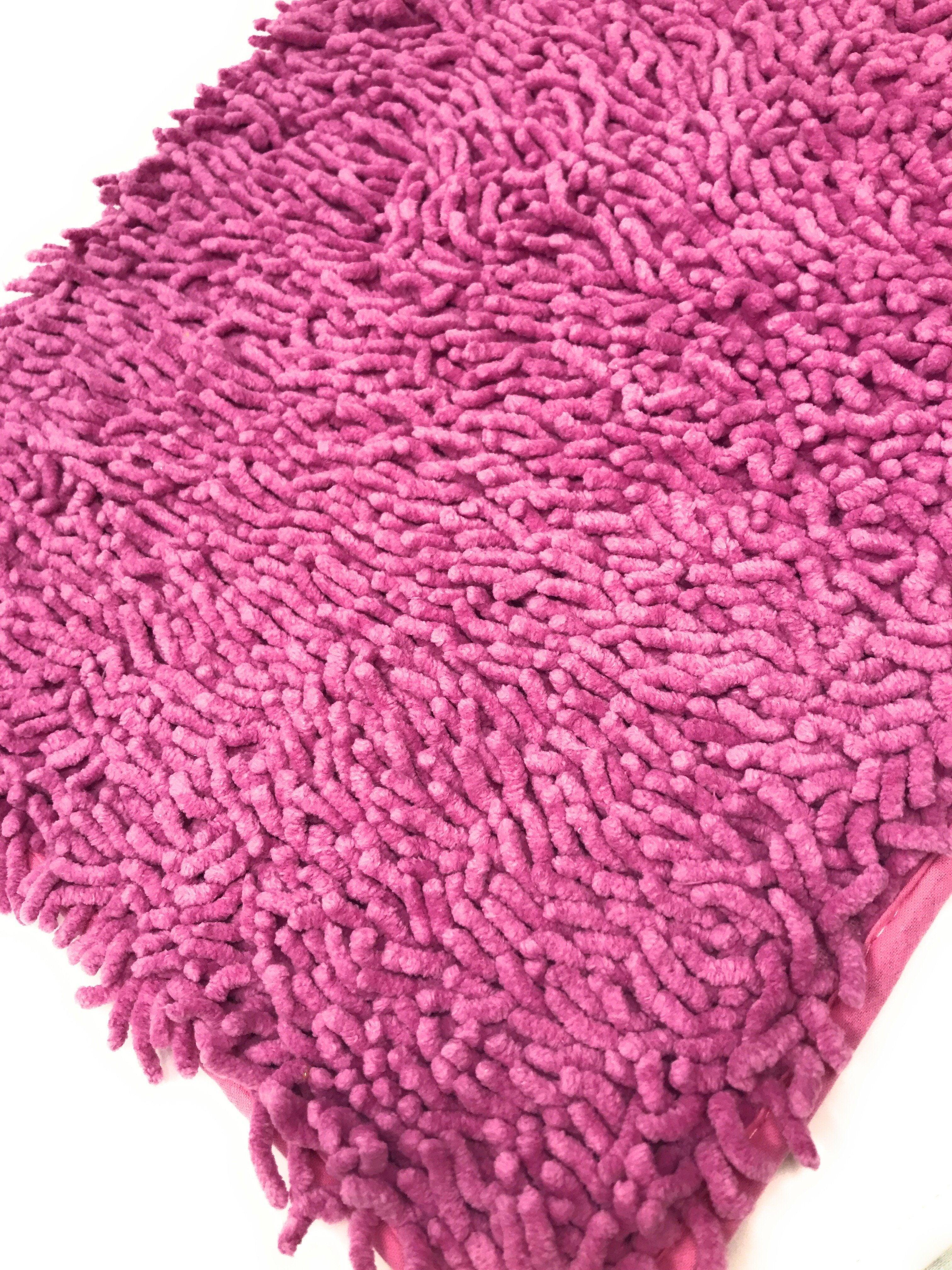 DaDa Bedding Fuchsia Magenta Pink Shaggy Soft Chenille Noodle Carpet Rug Bath Mat DaDalogy Bedding Collection
