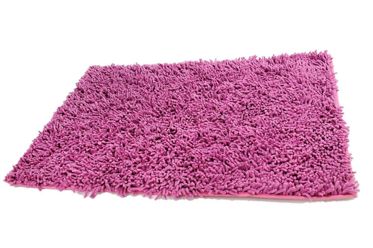DaDa Bedding Fuchsia Magenta Pink Shaggy Soft Chenille Noodle Carpet Rug Bath Mat DaDalogy Bedding Collection