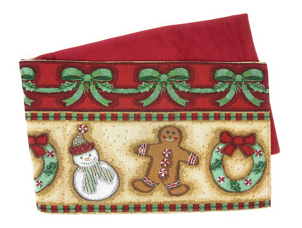 DaDa Bedding Gingerbread Snowman Holiday Woven Tapestry Dining Table Runner (12917) DaDalogy Bedding Collection