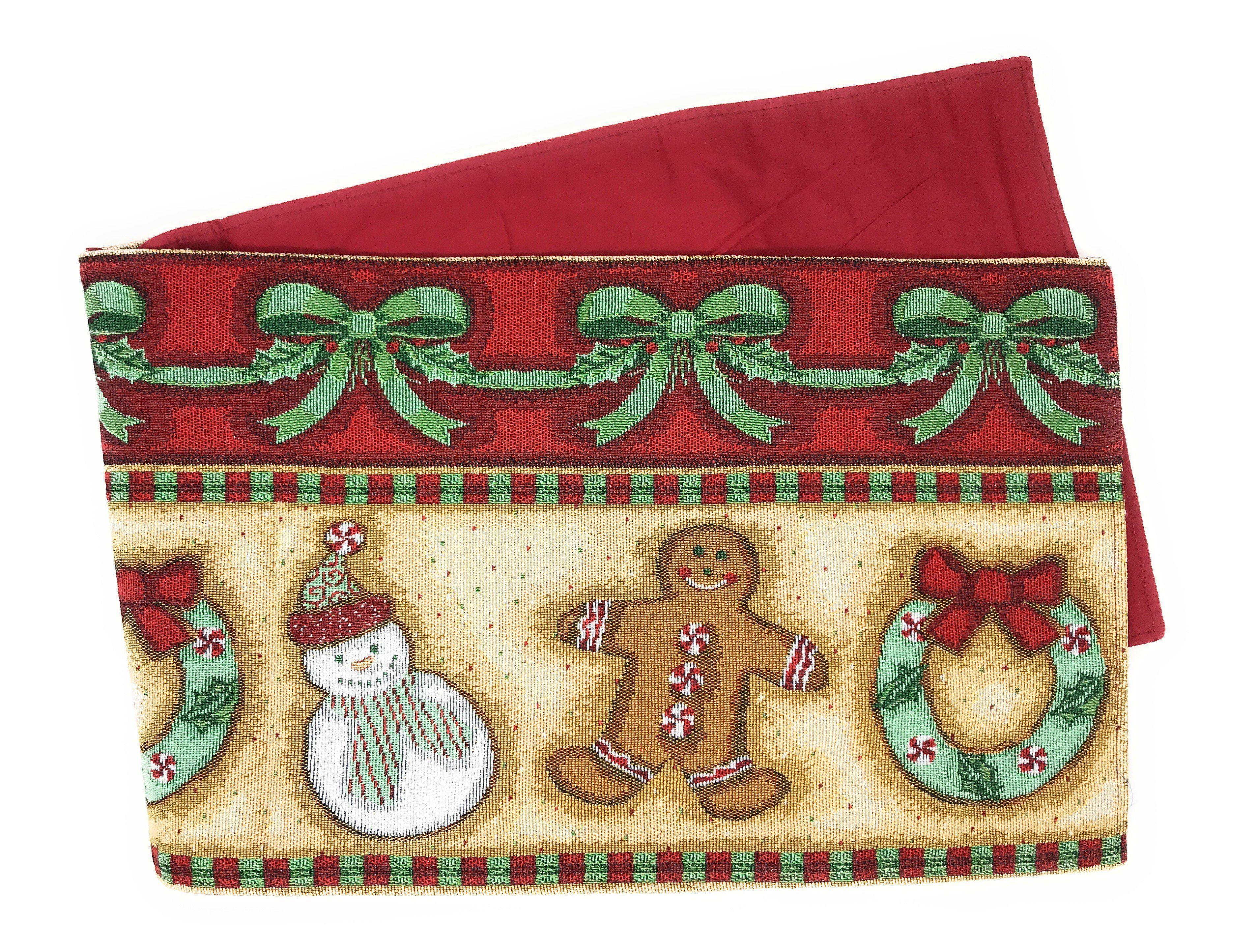 DaDa Bedding Gingerbread Snowman Holiday Woven Tapestry Dining Table Runner (12917) DaDalogy Bedding Collection