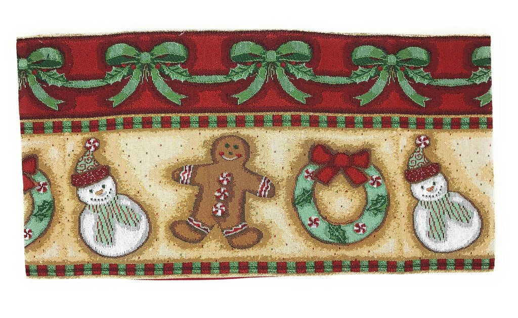 DaDa Bedding Gingerbread Snowman Holiday Woven Tapestry Dining Table Runner (12917) DaDalogy Bedding Collection