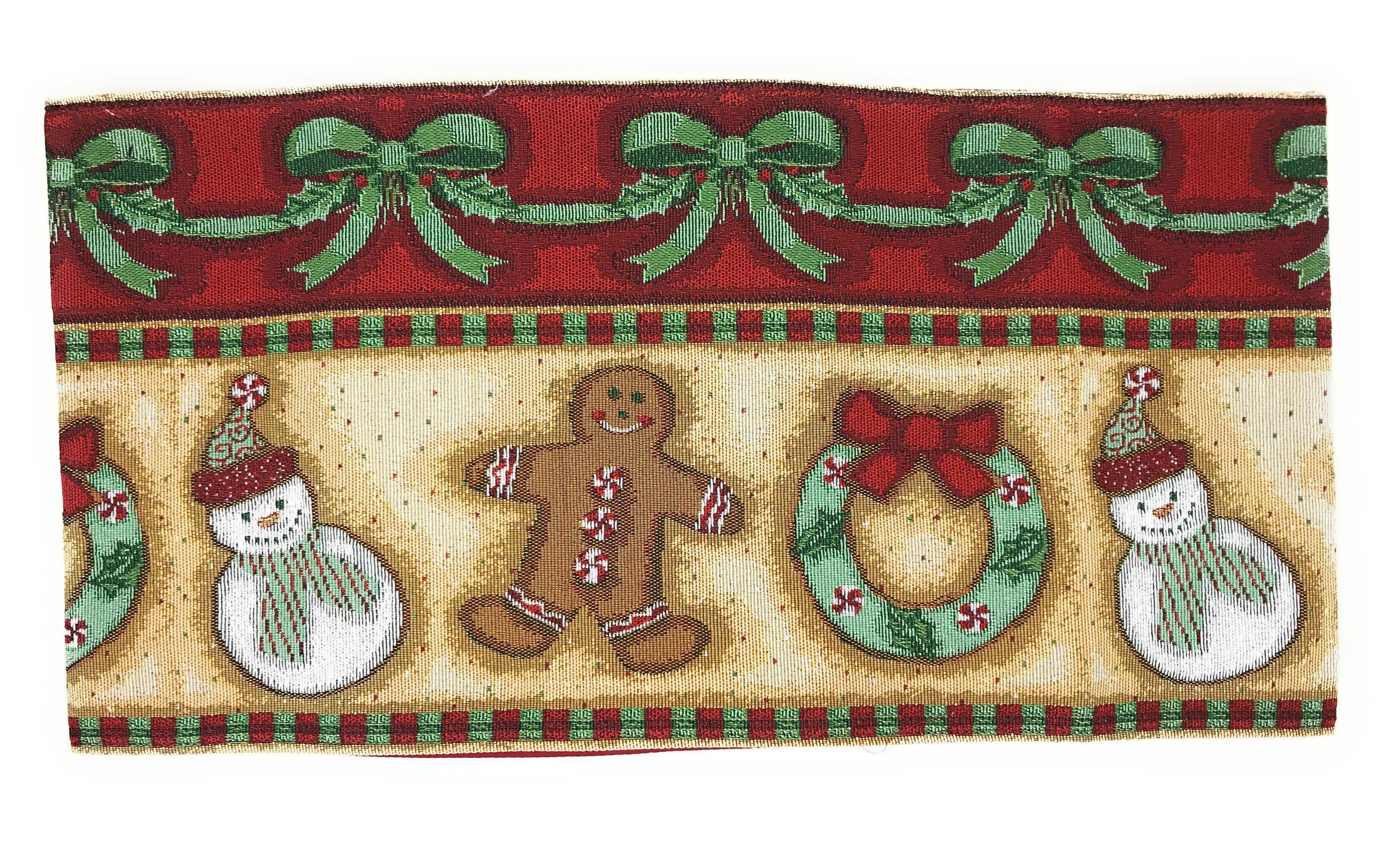 DaDa Bedding Gingerbread Snowman Holiday Woven Tapestry Dining Table Runner (12917) DaDalogy Bedding Collection