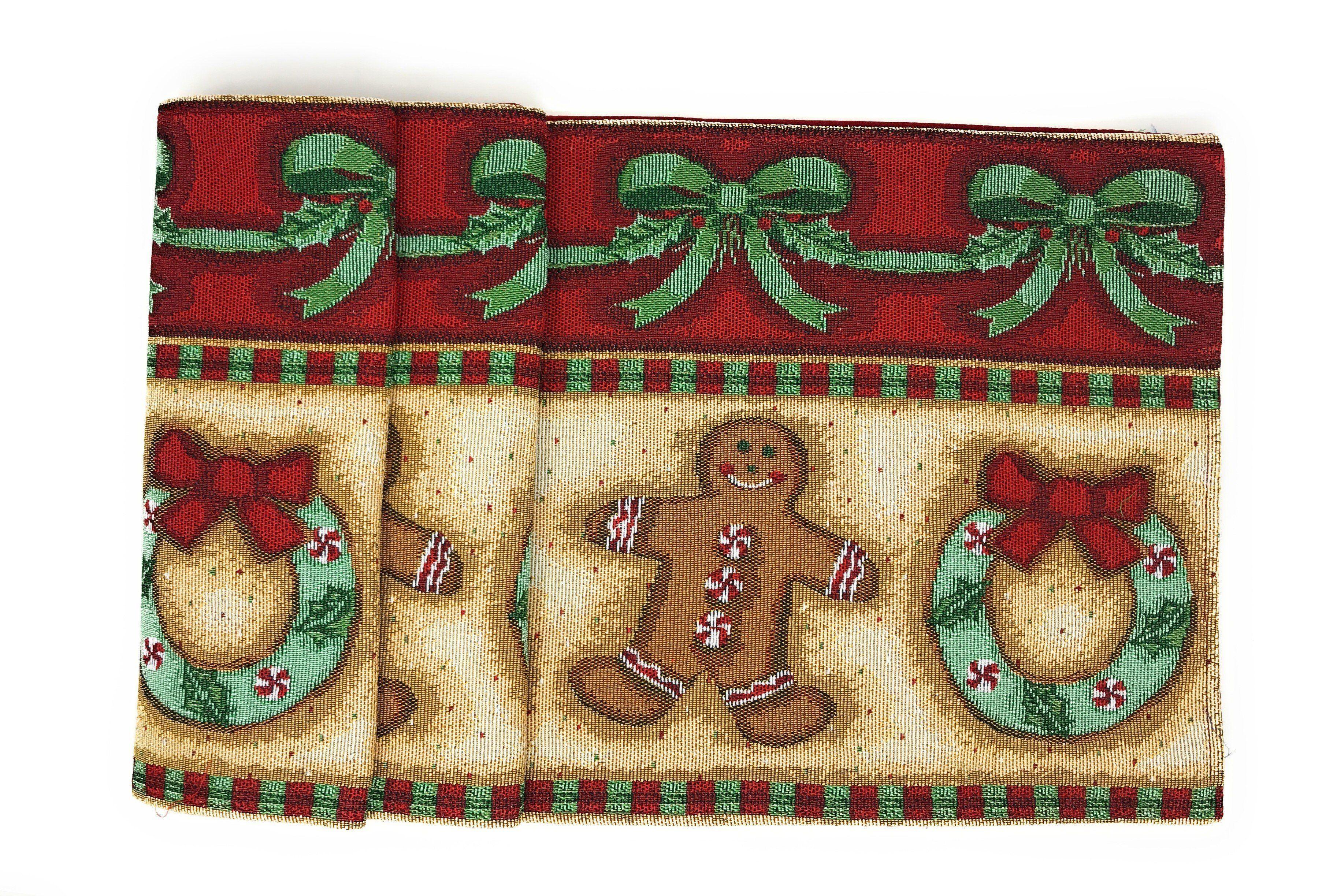 DaDa Bedding Gingerbread Snowman Holiday Woven Tapestry Dining Table Runner (12917) DaDalogy Bedding Collection