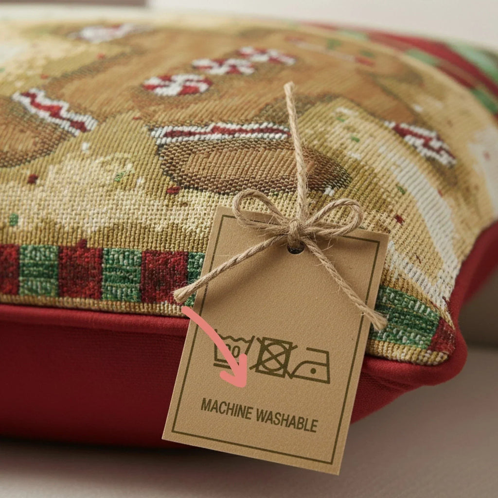 DaDa Bedding Gingerbread Snowman Woven Tapestry Throw Pillow Covers 16" x 16" (12917) DaDalogy Bedding Collection