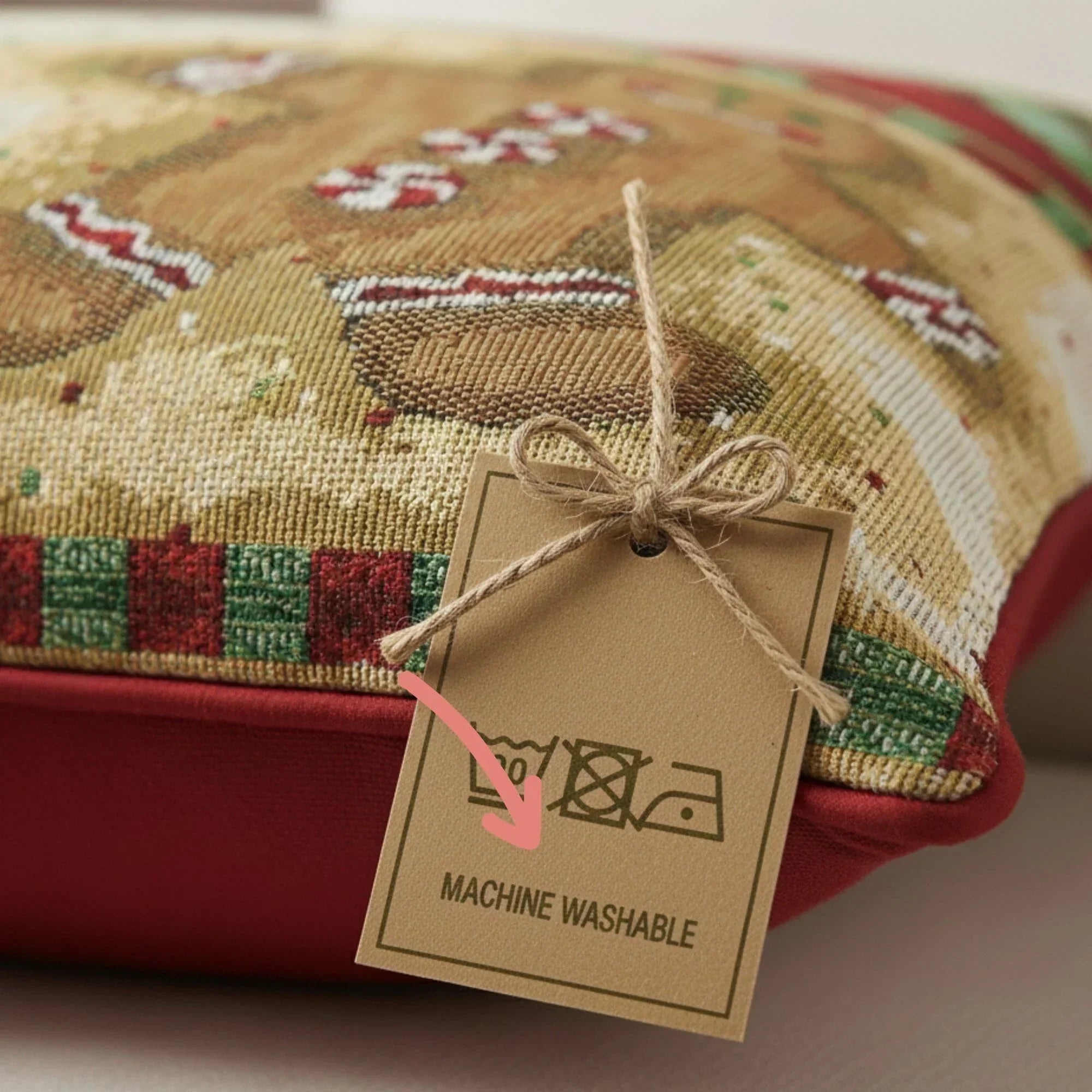 DaDa Bedding Gingerbread Snowman Woven Tapestry Throw Pillow Covers 16" x 16" (12917) DaDalogy Bedding Collection
