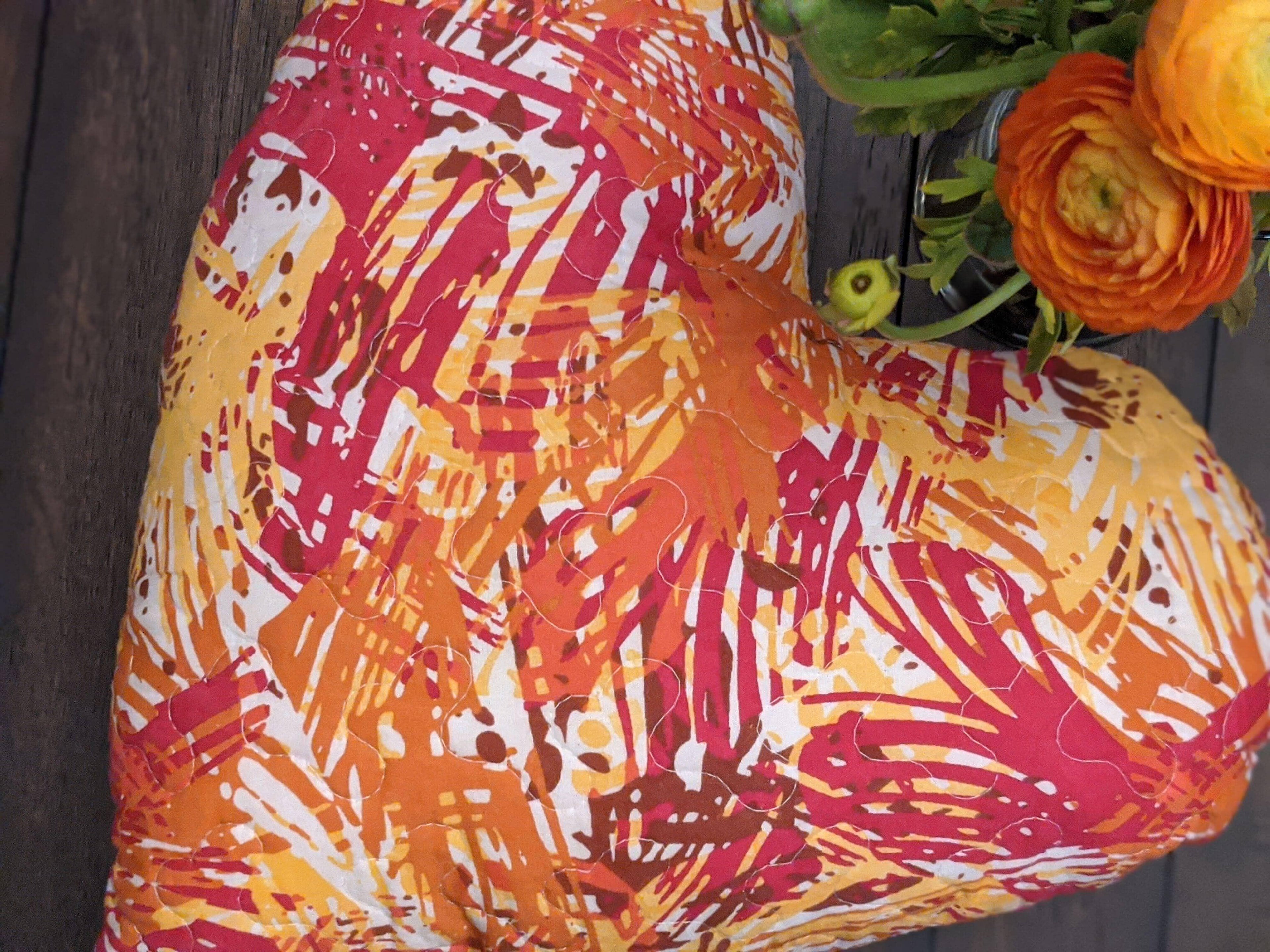 DaDa Bedding Hand-Made Sewn Marble Painted Heart Shaped Reversible Colorful Throw Pillow - 16” x 14” DaDalogy Bedding Collection